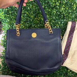 Tory Burch Dark Blue Leather Shoulder Bag